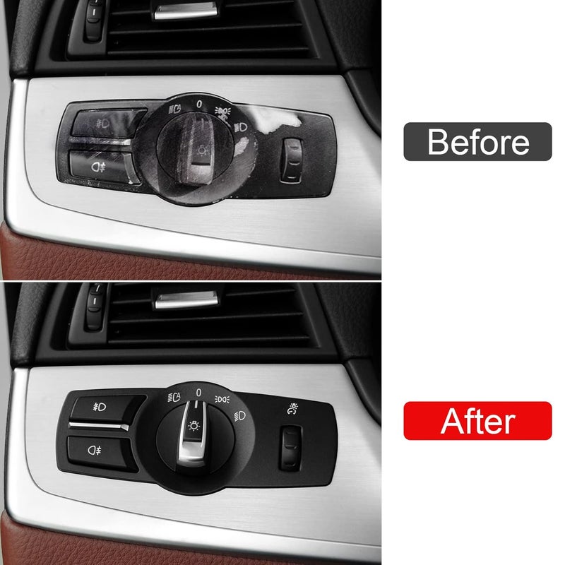 Jaronx Compatible with BMW Headlight Control Switch Set for 5 F10,6 F12,7 F01,X3 F25,X4 F26,4PCS Headlight Switch Button Panel Knob Control Cover Frame Kit Foglight Button - Image 2